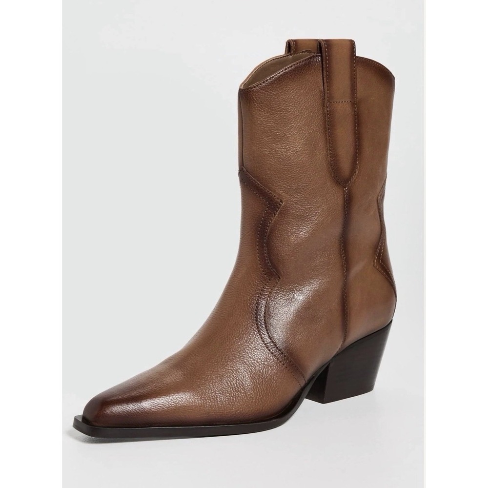 NIB Free People 10 Cat Nap Cowboy Boots Saddle Brown Leather $188 Western